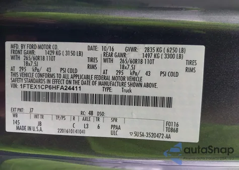 2017 Ford F-150 Xlt from USA, damaged, VIN 1FTEX1CP6HFA24411